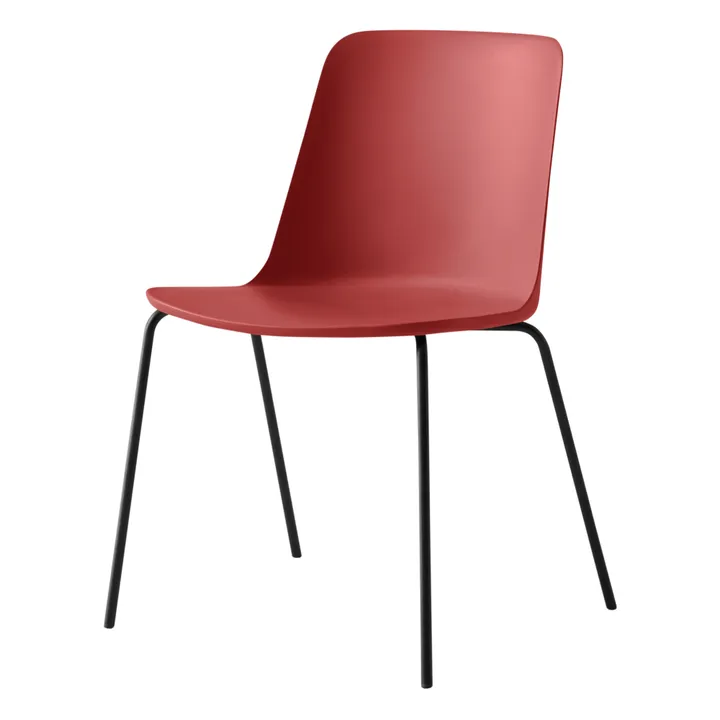 & Tradition Chaise Rely HW65, piétement noir | Rouge vermillon