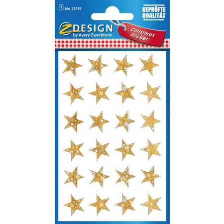 Avery Zweckform Z-Design 52419 Weihnachtssticker, Sterne, 1 Bogen/24 Sticker