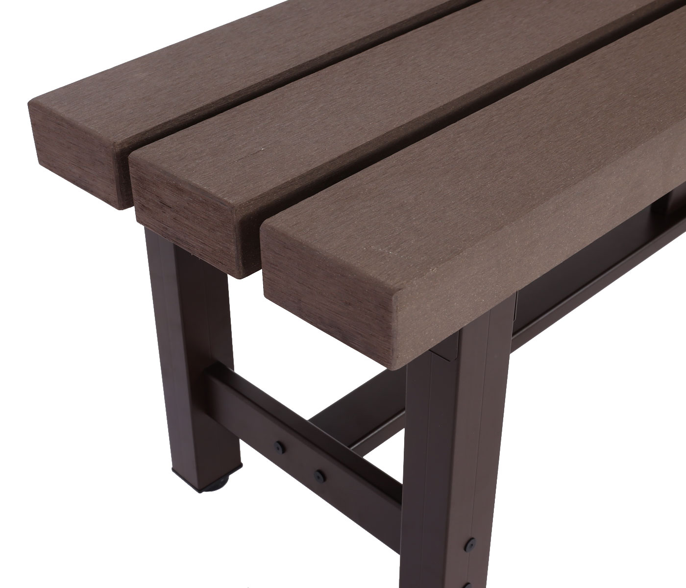 Alu Gartenbank MCW-K60, Bank Parkbank Sitzbank Balkonbank, wetterfest WPC 150cm, braun