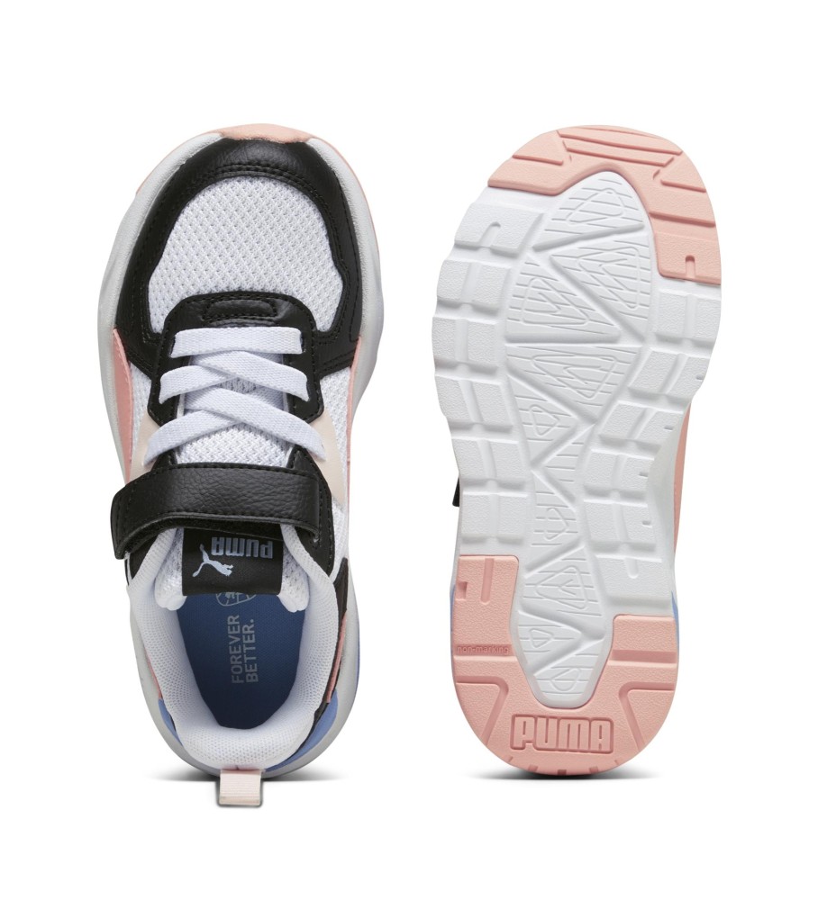 Tênis Puma Trinity Lite de couro, branco e rosa.