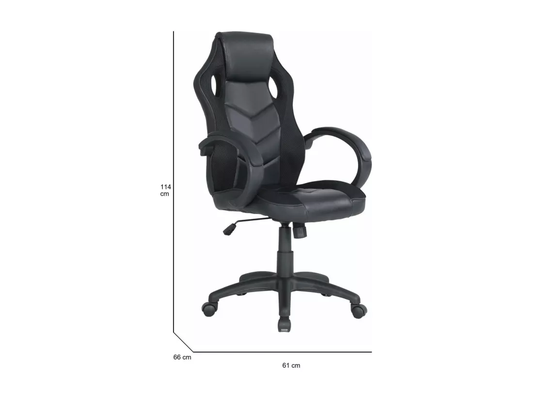 Chaise de jeu Darlanc, Fauteuil de jeu pour adultes, Chaise de bureau, 66x61h104/114 cm, Noir