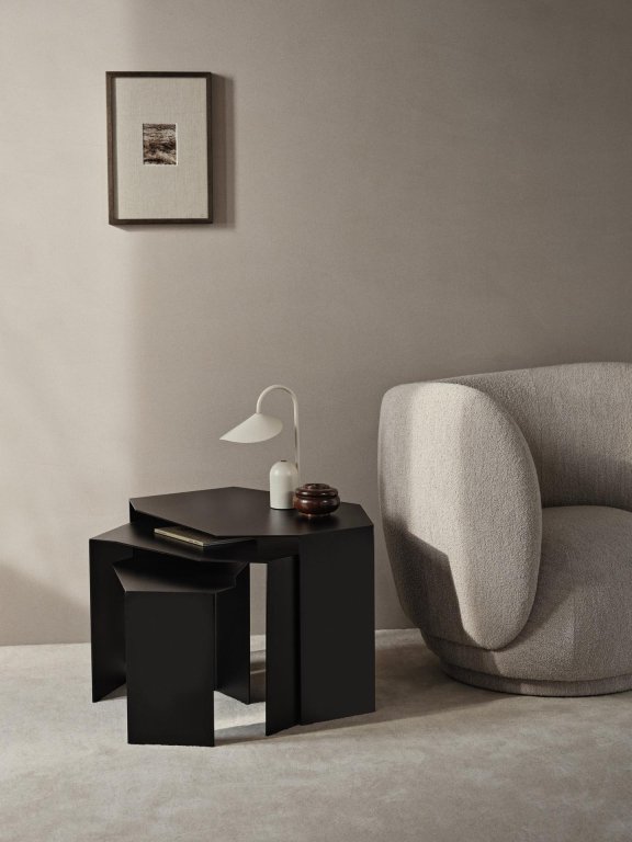 Ferm Living Shard bijzettafel set van 3 ijzer Cashmere