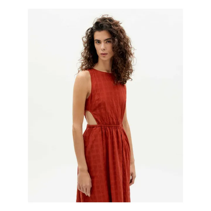 Thinking Mu Robe Kin Carreaux Coton Bio | Rouge brique
