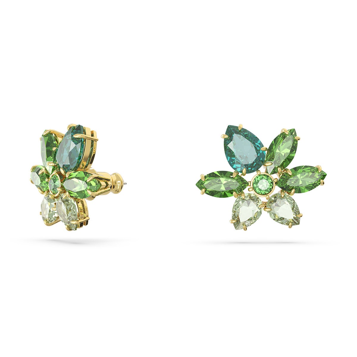 Clous d'oreilles Swarovski Gema fleur verte
