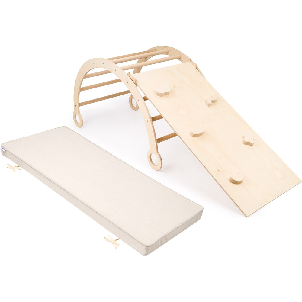 Køb Woobiboo Natural Montessori Rocker Med Beige Madras Og Slide-Climber XL