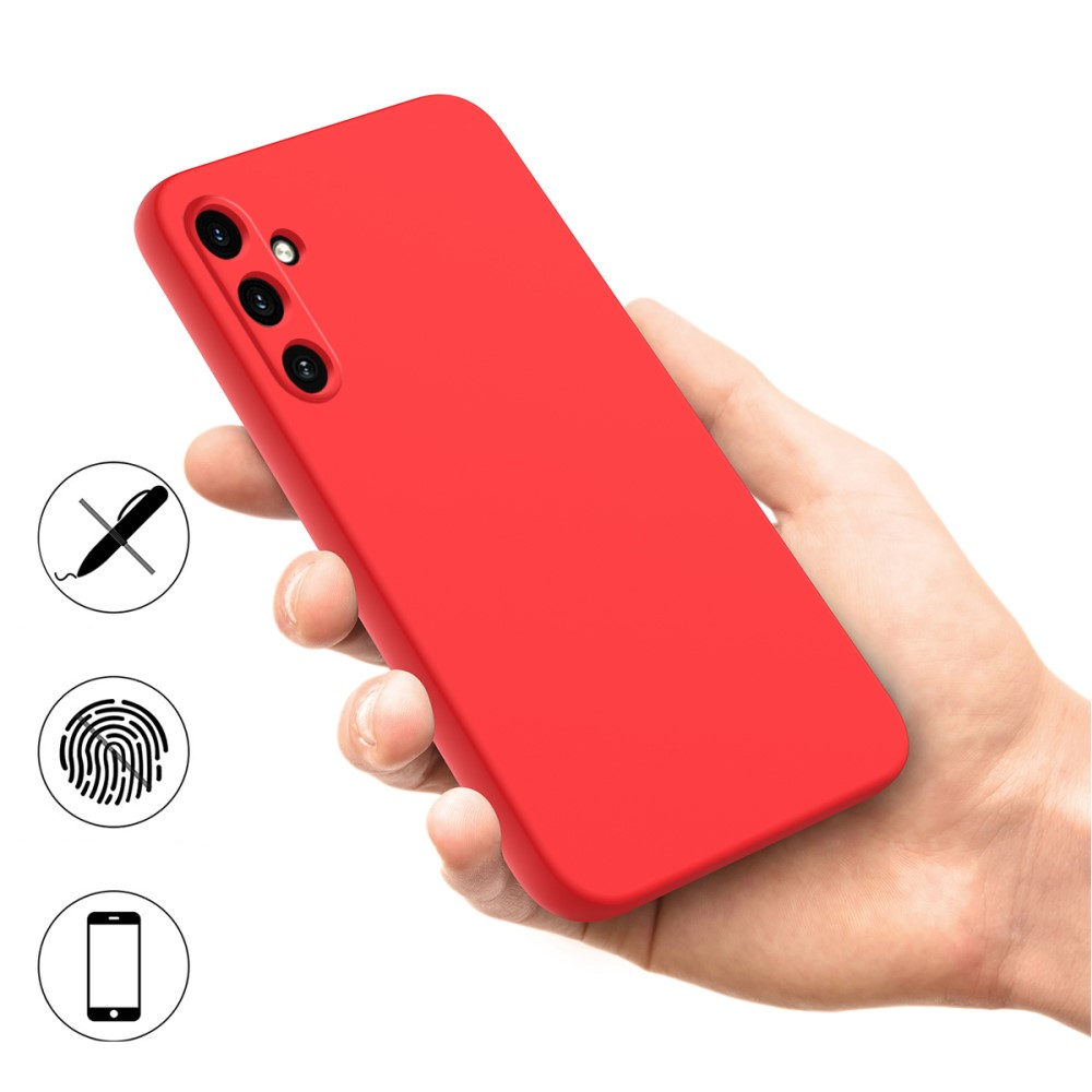 Samsung Galaxy A55 Silikon Case Hülle mit Kameraschutz   Handschlaufe - Rot
