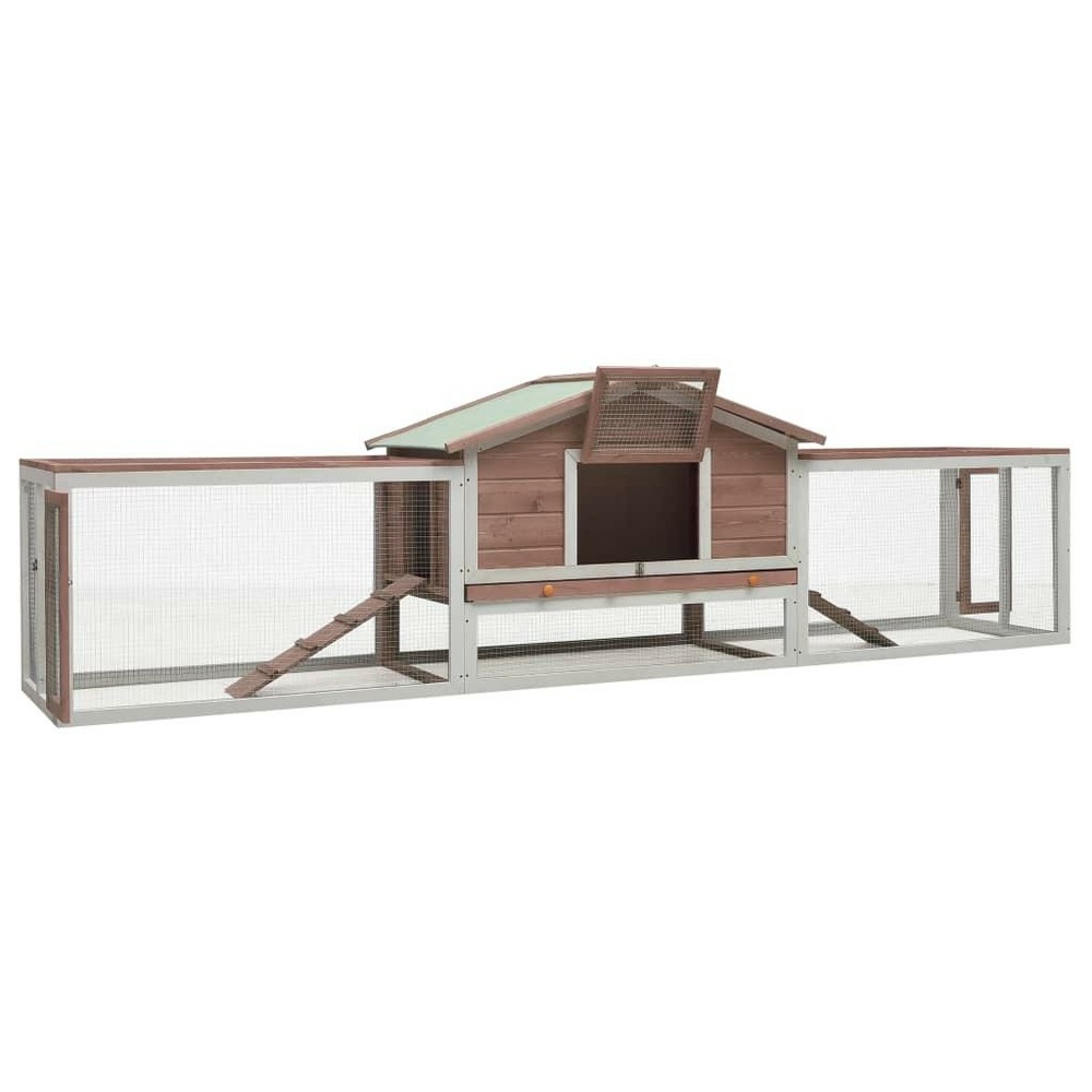 Clapier cage moka 303 x 60 x 86 cm pin massif et sapin