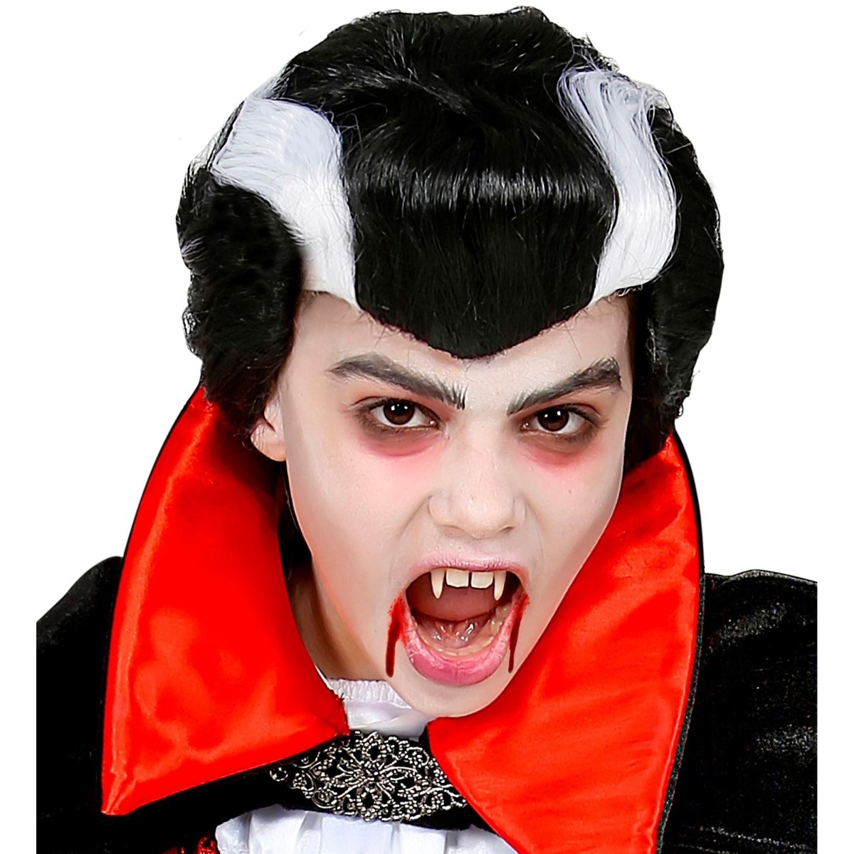 Halloween Pruik Zwart Wit Vampier