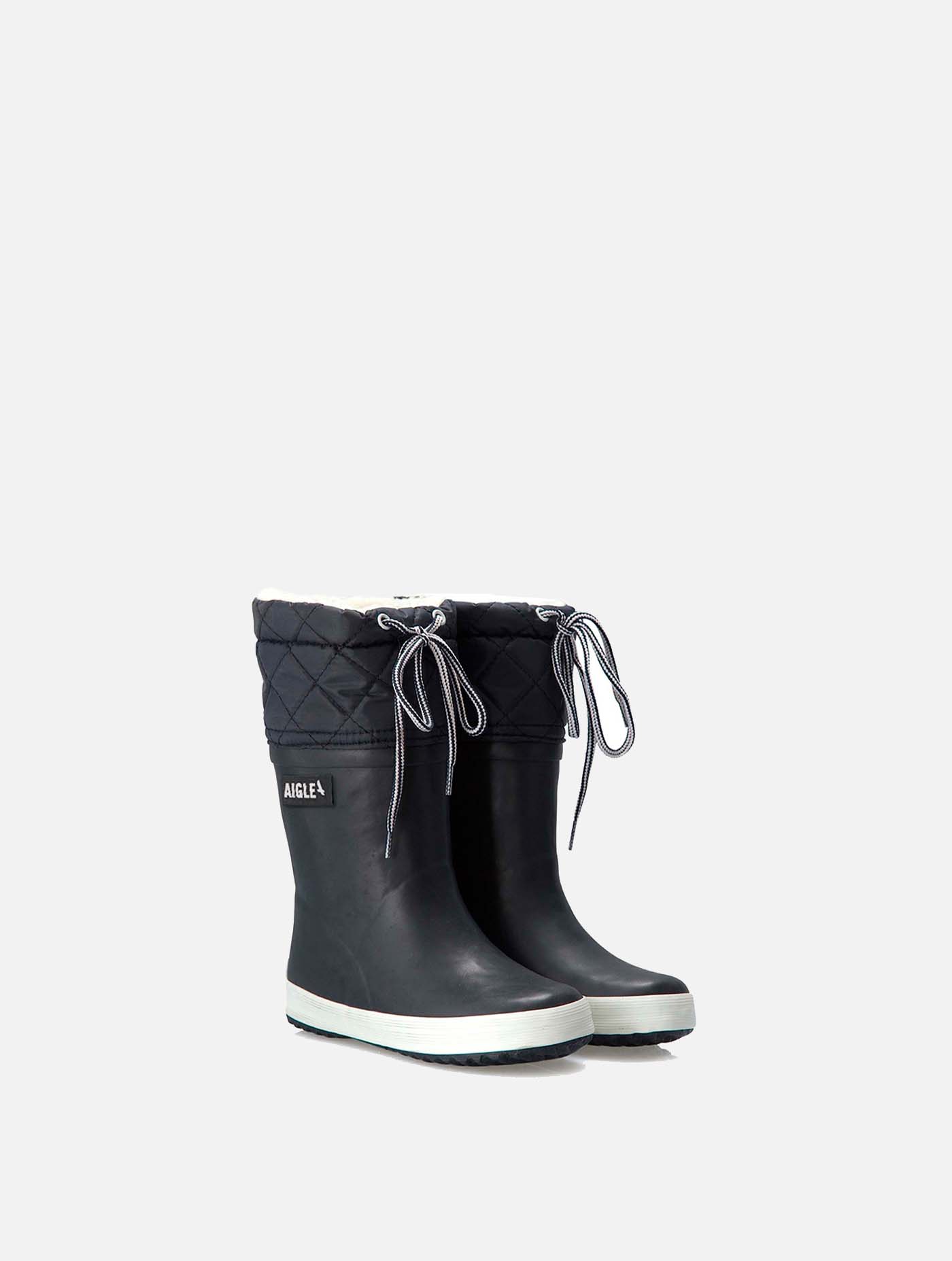 La botte pour enfant fourrée, idéale par temps froid MARINE/BLANC