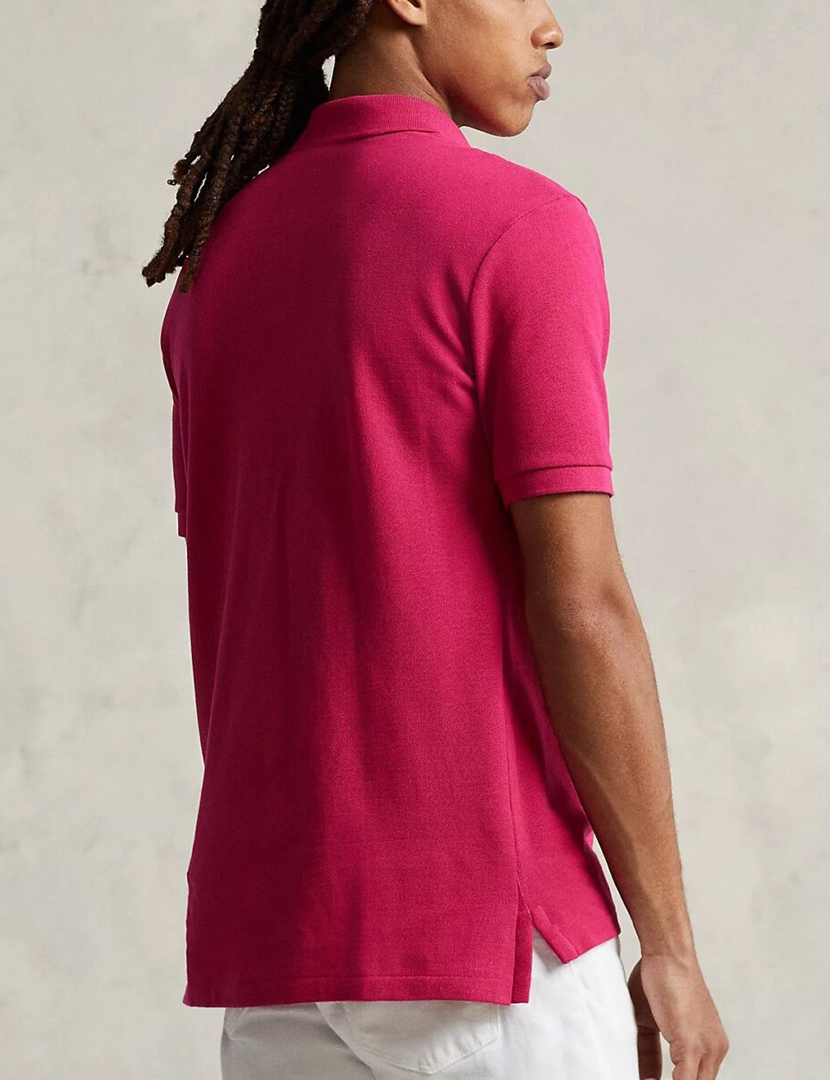 Slim Fit Pink Polo Blue Logo