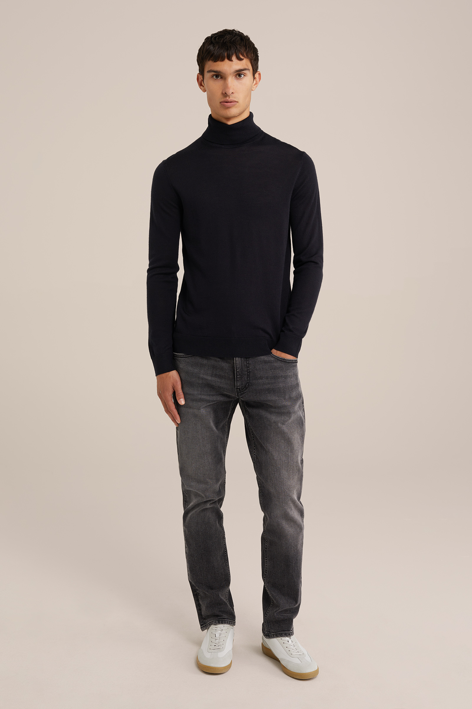 coltrui van merinowol WE Fashion Zwart