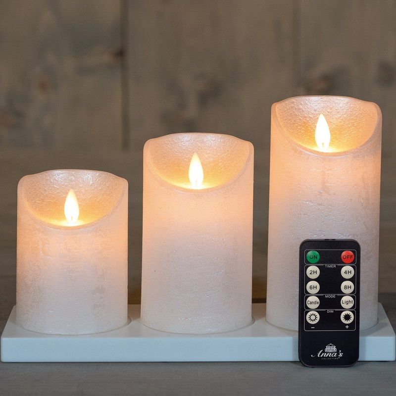 Anna's Collection - Stompkaarsen - Parel Wit - 3x - Met Oplaadstation - LED Kaarsen - Afstandsbediening
