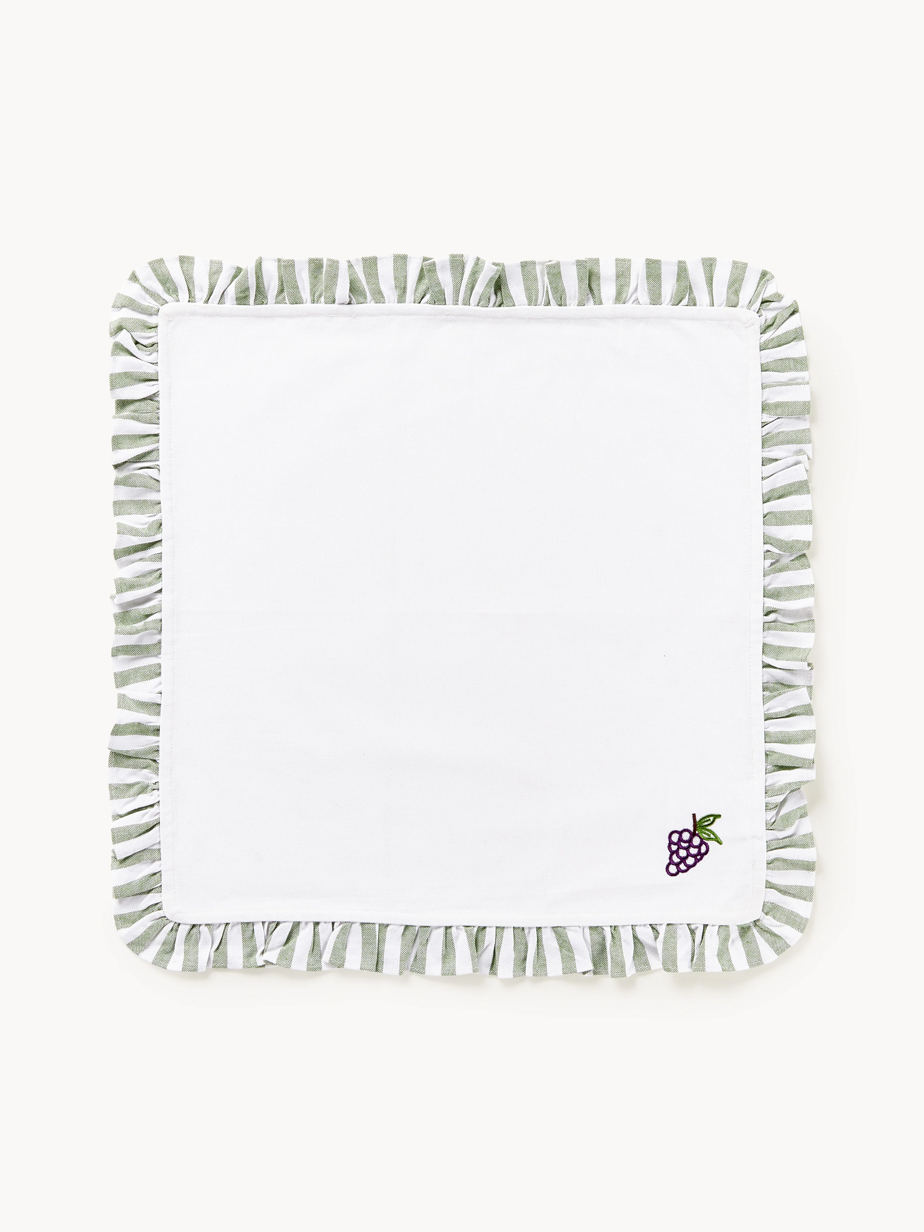 Stoffen servetten Melony met geborduurde motieven en ruches, 4 stuks