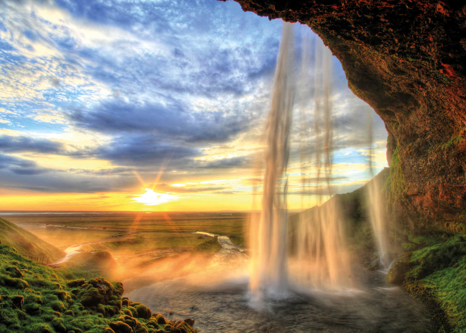 Leinwandbild WASSERFALL - blau-türkis - 70x50 cm