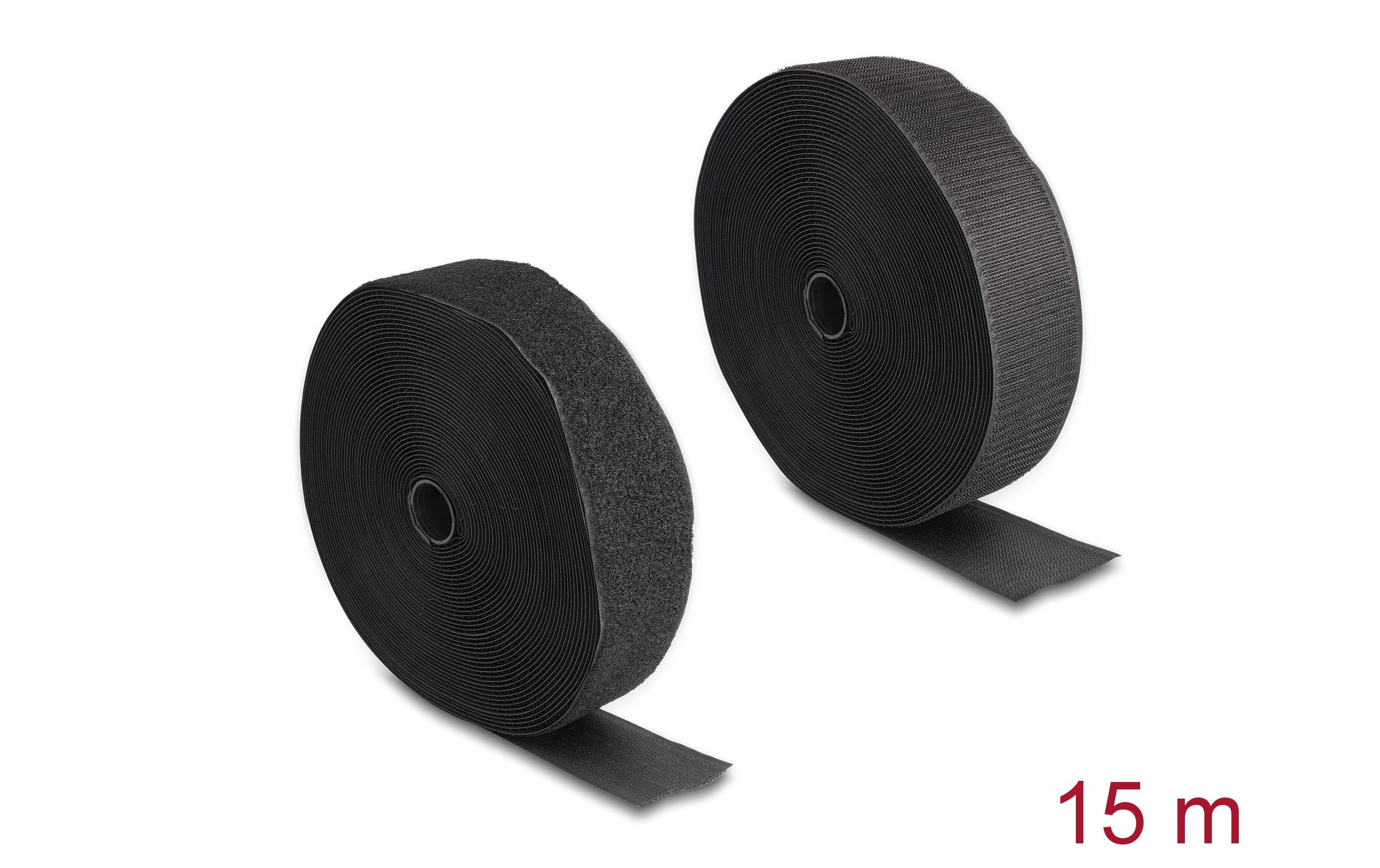 Klettband 15m x 50mm Strapazierfähig SchwarzDelock Strapazierfähiges Klettband mit Haft- und Flauschband L 15 m x B 50 mm schwarz