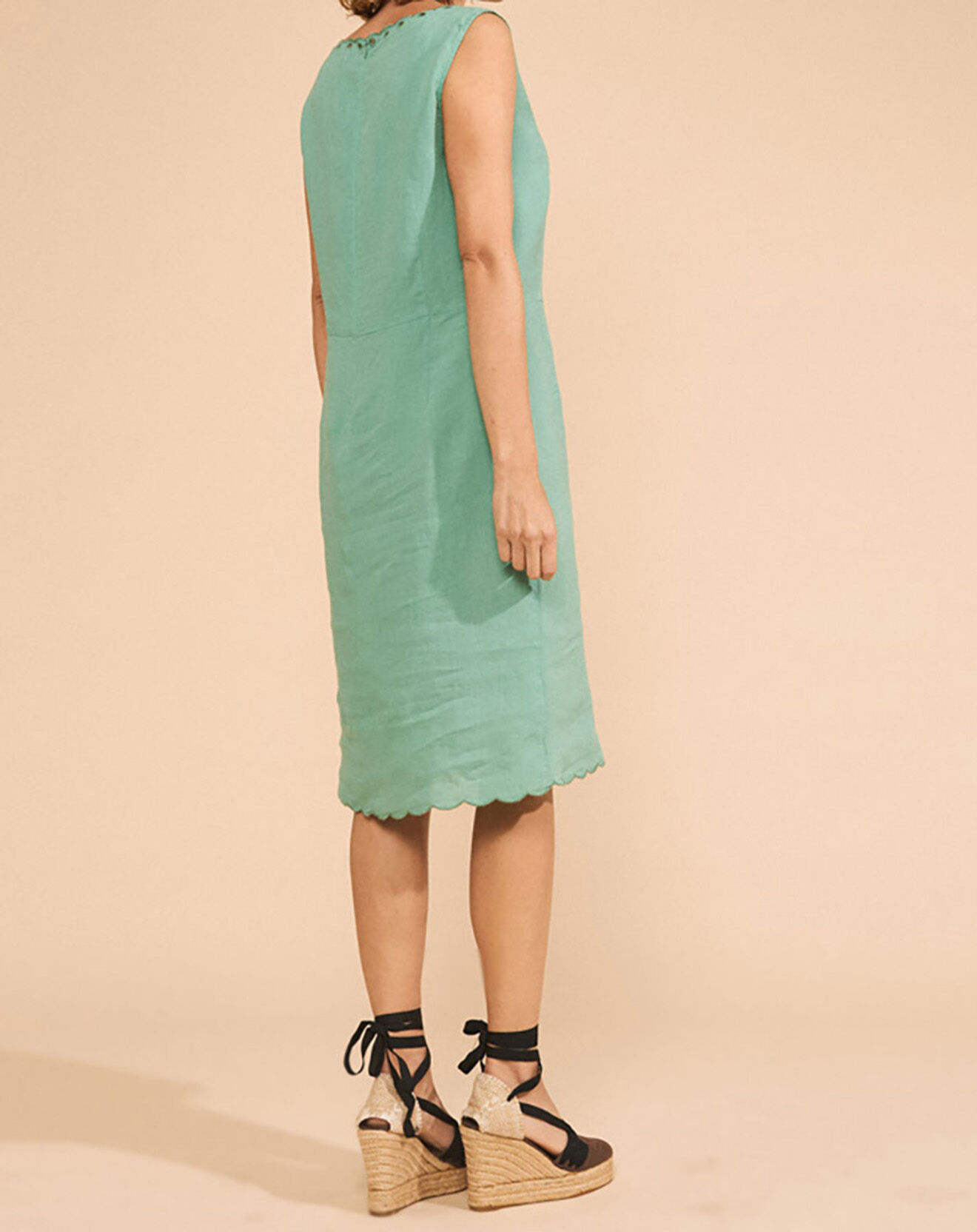 Devernois Robe 100% Lin Regalo vert amazoni