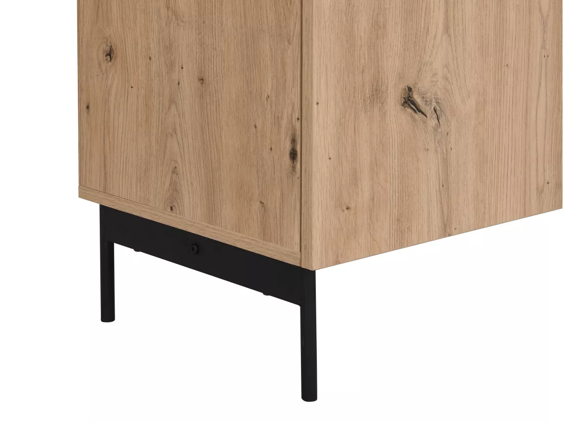 Meuble TV avec 2 portes, 1 tiroir et 1 niche en MDF et métal - Naturel clair et Effet marbre noir - LIOMENA de Pascal Morabito