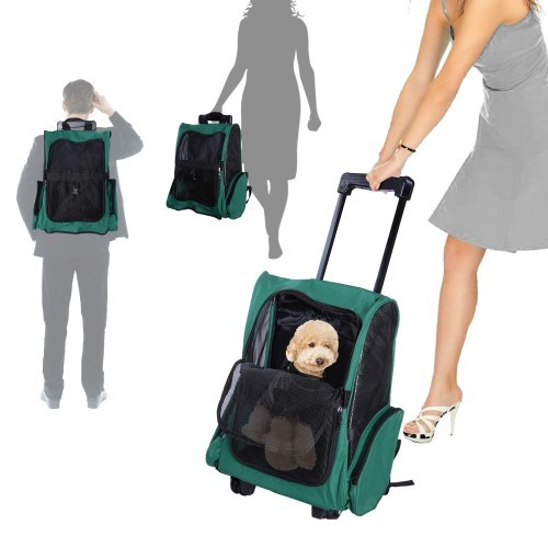 Carrinho/transportador 2 em 1 para animais de estimação PawHut, verde