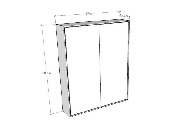 Lit escamotable vertical frêne blanc et porte beige kanto 160x190