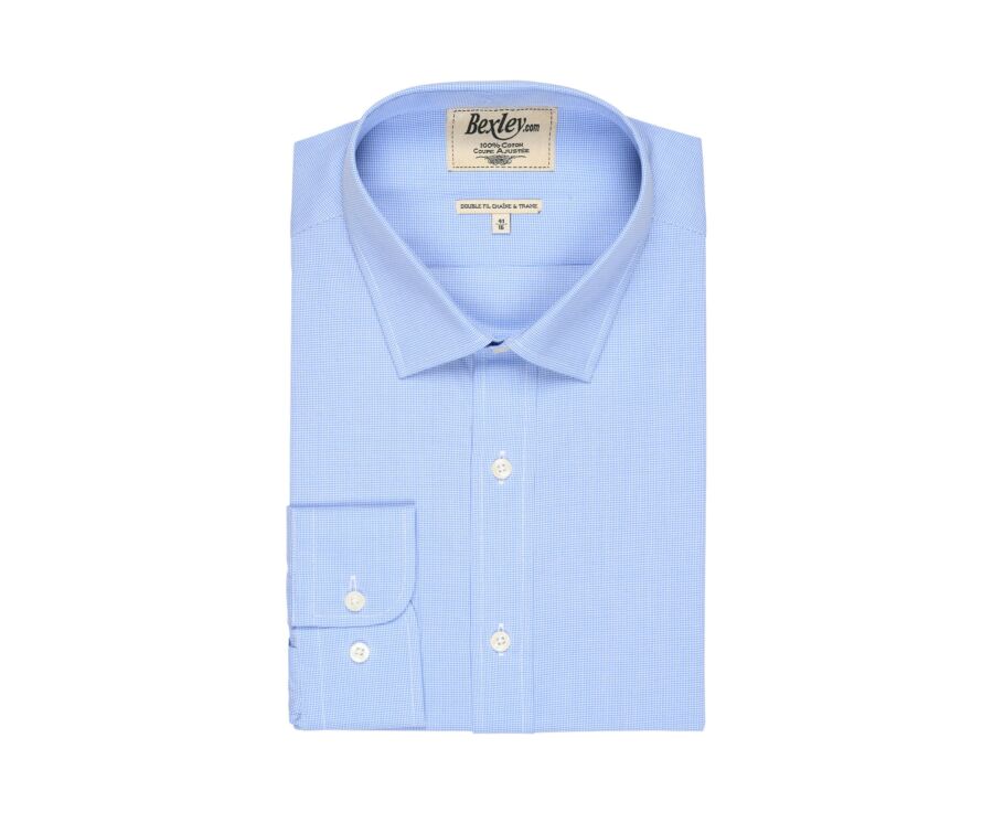 Chemise popeline pied de poule bleu et blanc - ROMARIC