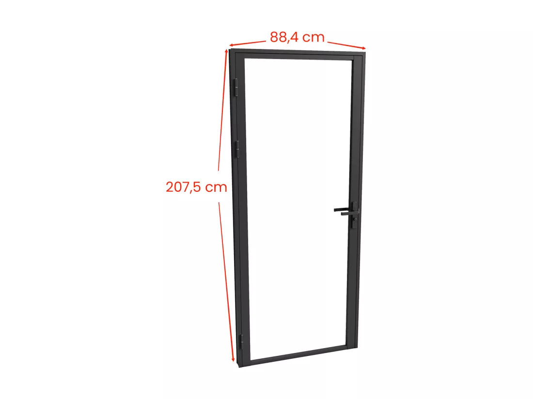 Bloc porte réversible en aluminium et verre trempé - H204 x L83 cm - Noir - LOXTON