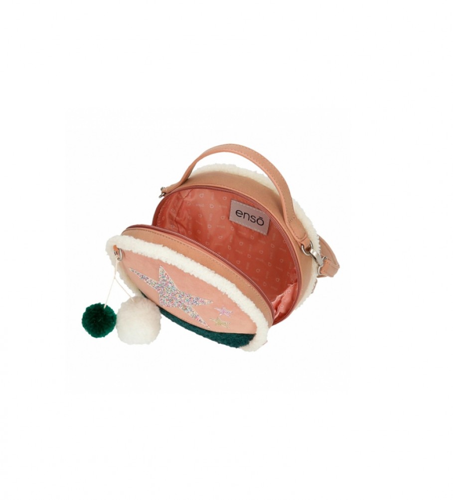 Bolsa de ombro Enso Shine Stars, rosa e verde - 17,5x17,5x6cm -
