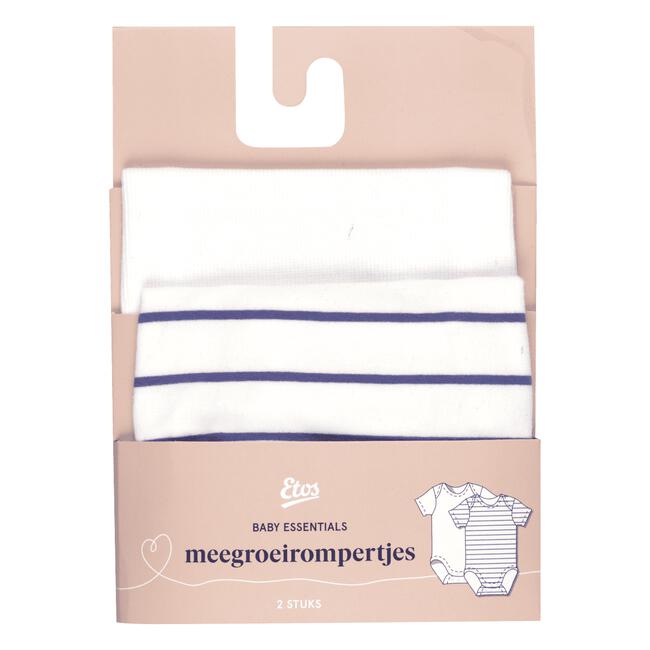 Etos Meegroei Rompertjes Wit/Donkerblauw Maat 62/68 Combi Set