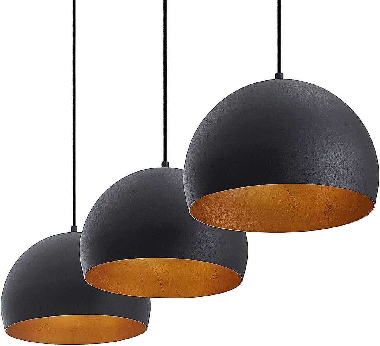 Lindby Esstisch Pendelleuchte schwarz gold Metall, Hängeleuchte Esszimmer 3x E27 ohne Leuchtmittel Hängelampe Wohnzimmer Pendellampe Esszimmerlampe