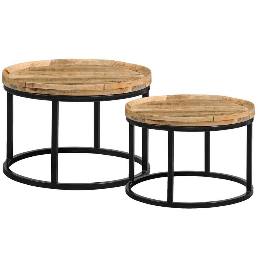 Salontafel Ilja - naturel/zwart (2 stuks) - 40x70 cm