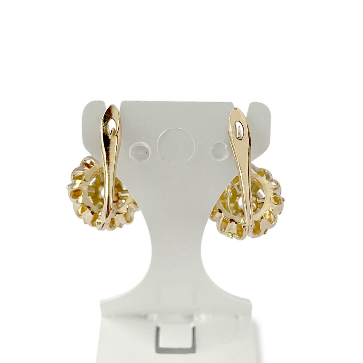 Boucles d'oreilles d'occasion or 750 jaune pierres blanches
