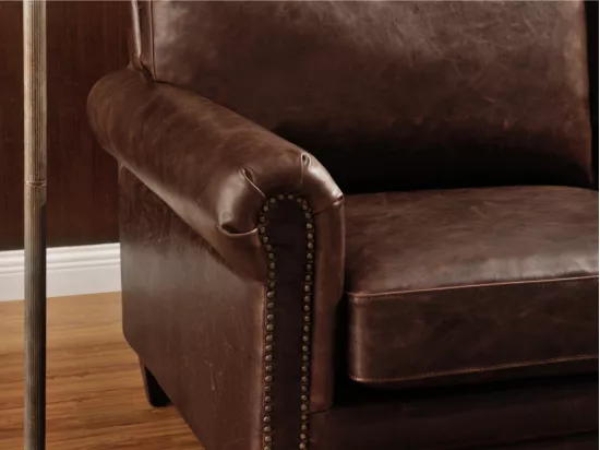 Fauteuil en cuir vieilli CASSANDRA - Marron