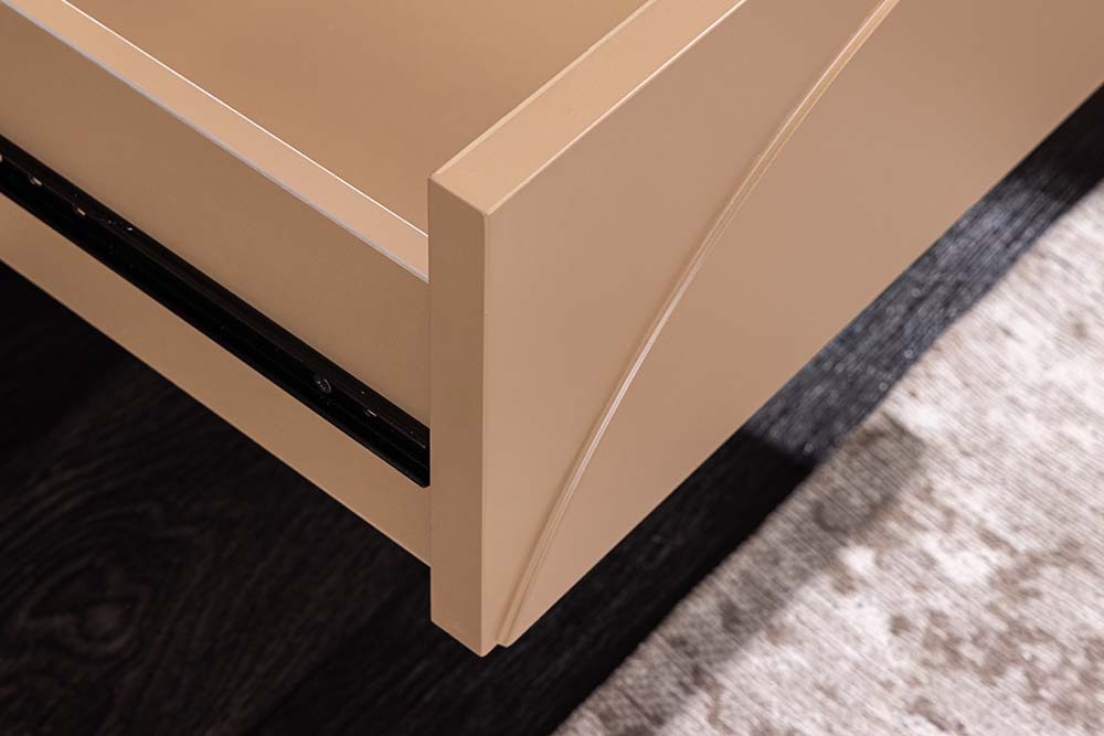 Design TV Board SAVOY 150cm grau beige greige Travertin Keramik mit Schublade 3D-Front