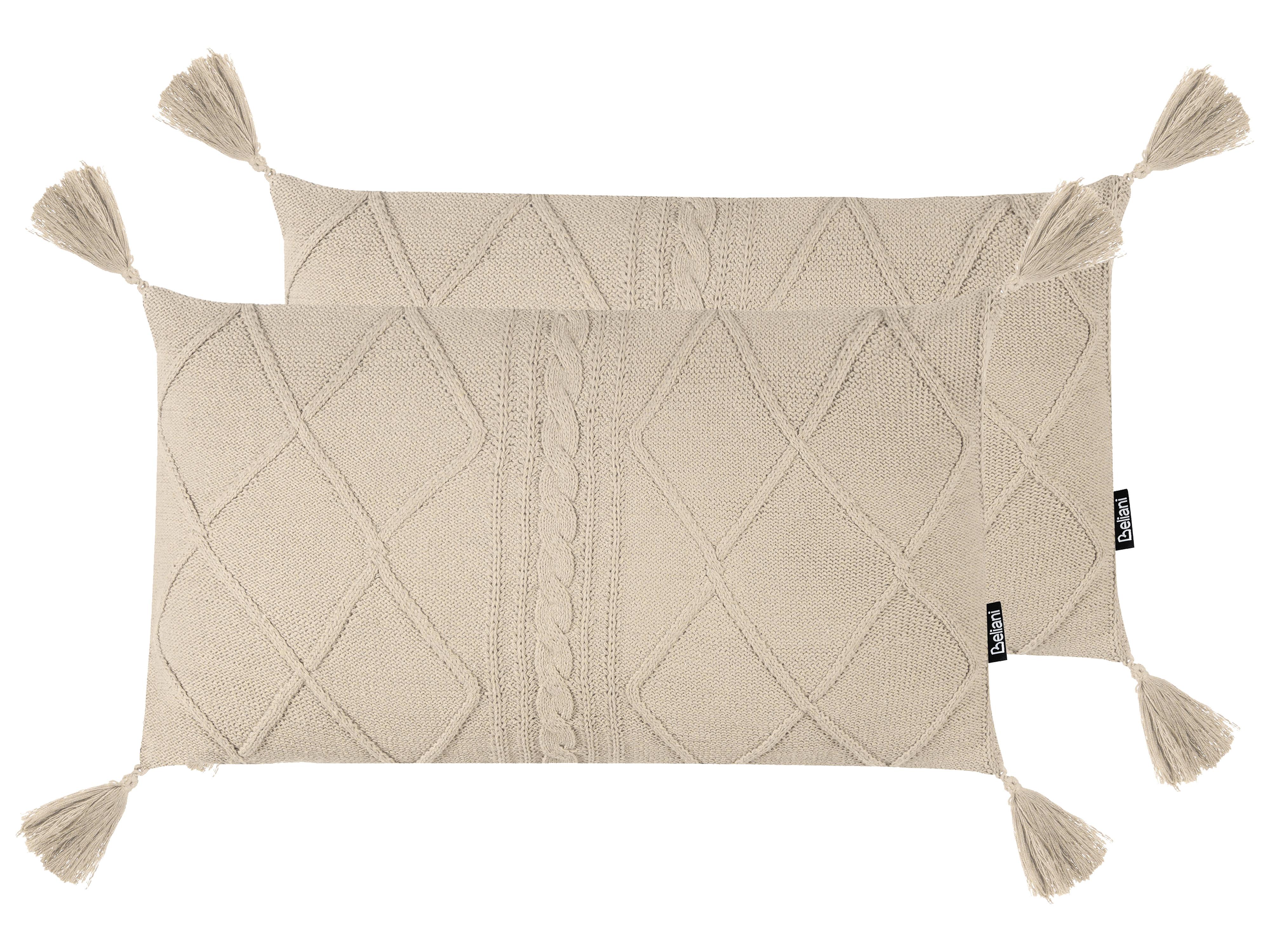 Set van 2 sierkussens CAESIA Katoen 30 x 50 cm Lichtbeige effen