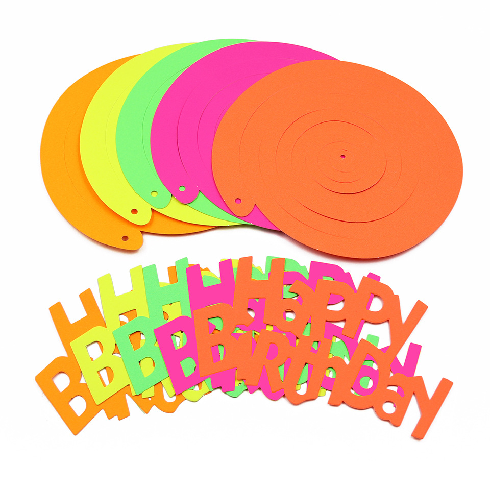 (10er Set) Happy Birthday Neon UV Spiral Girlande Party Deko Glow in the Dark Wirbel Accessoire - Bunt