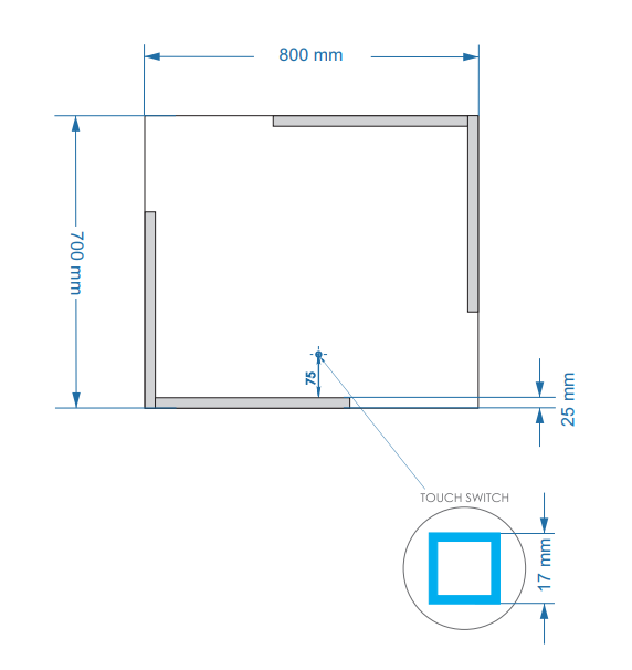 Gliss Design Melite spiegel met LED-verlichting en verwarming 80x70cm