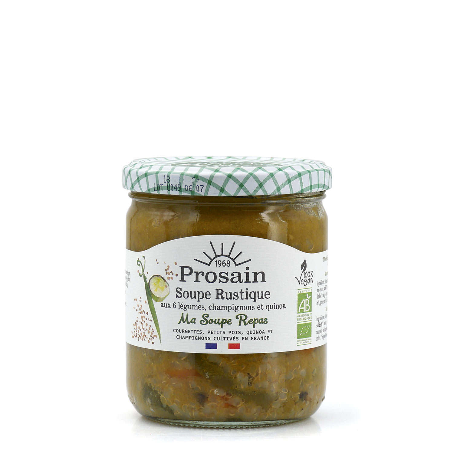 Soupe Rustique bio et vegan aux 6 légumes, champignons et quinoa