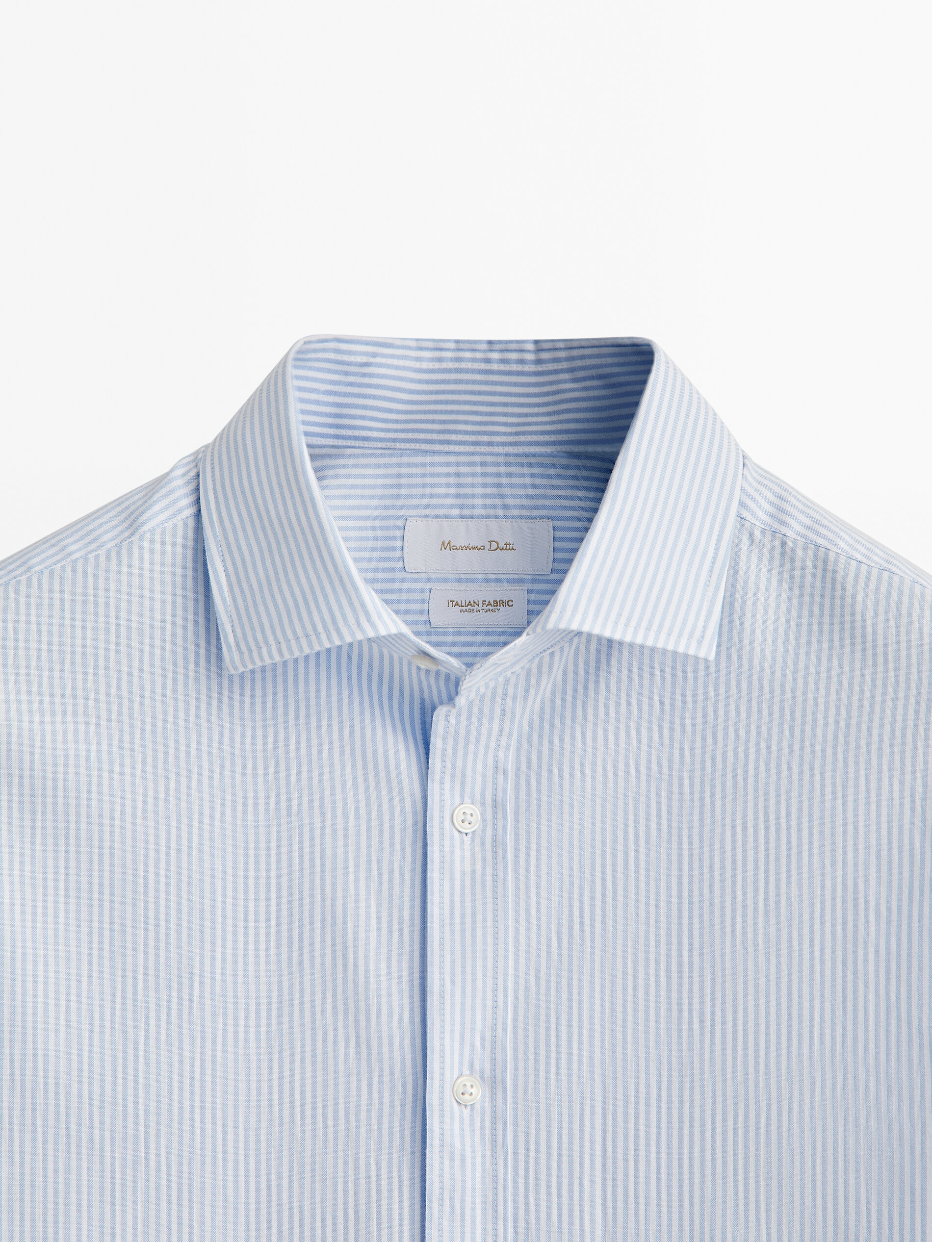 Camisa Oxford slim fit Rayas Algodón - AZUL CLARO