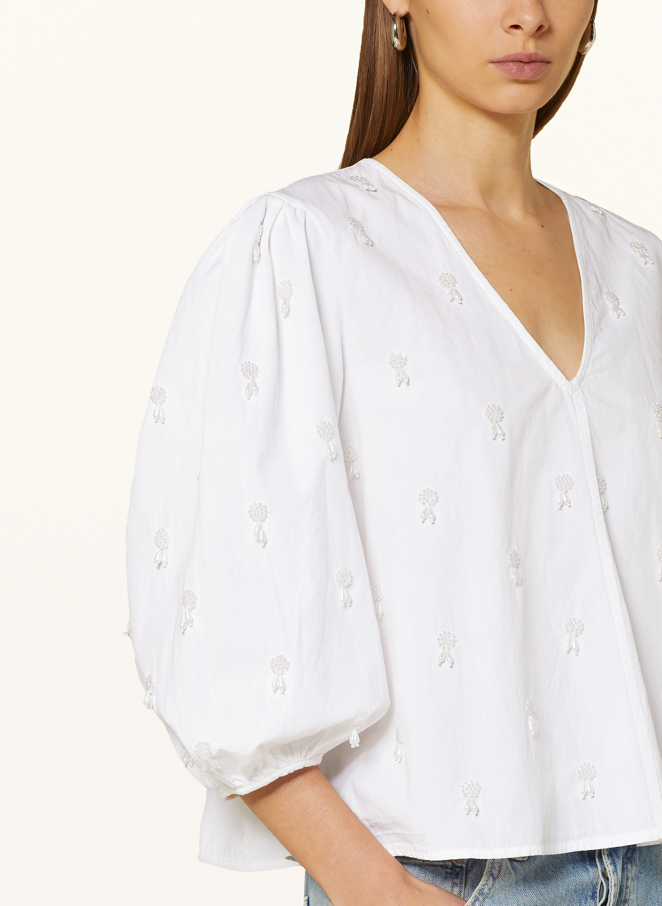 SELECTED Femme Blusenshirt mit 3/4-Arm und Schmuckperlen