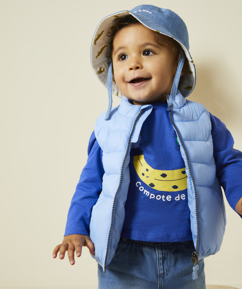 DOUDOUNE SANS MANCHES BÉBÉ GARÇON REMBOURRAGE RECYCLÉ BLEU PASTEL