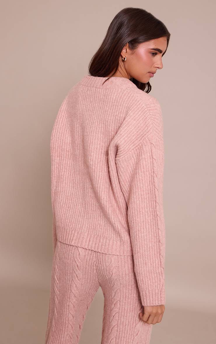 Rose Cardigan Boutonné En Maille Torsadée
