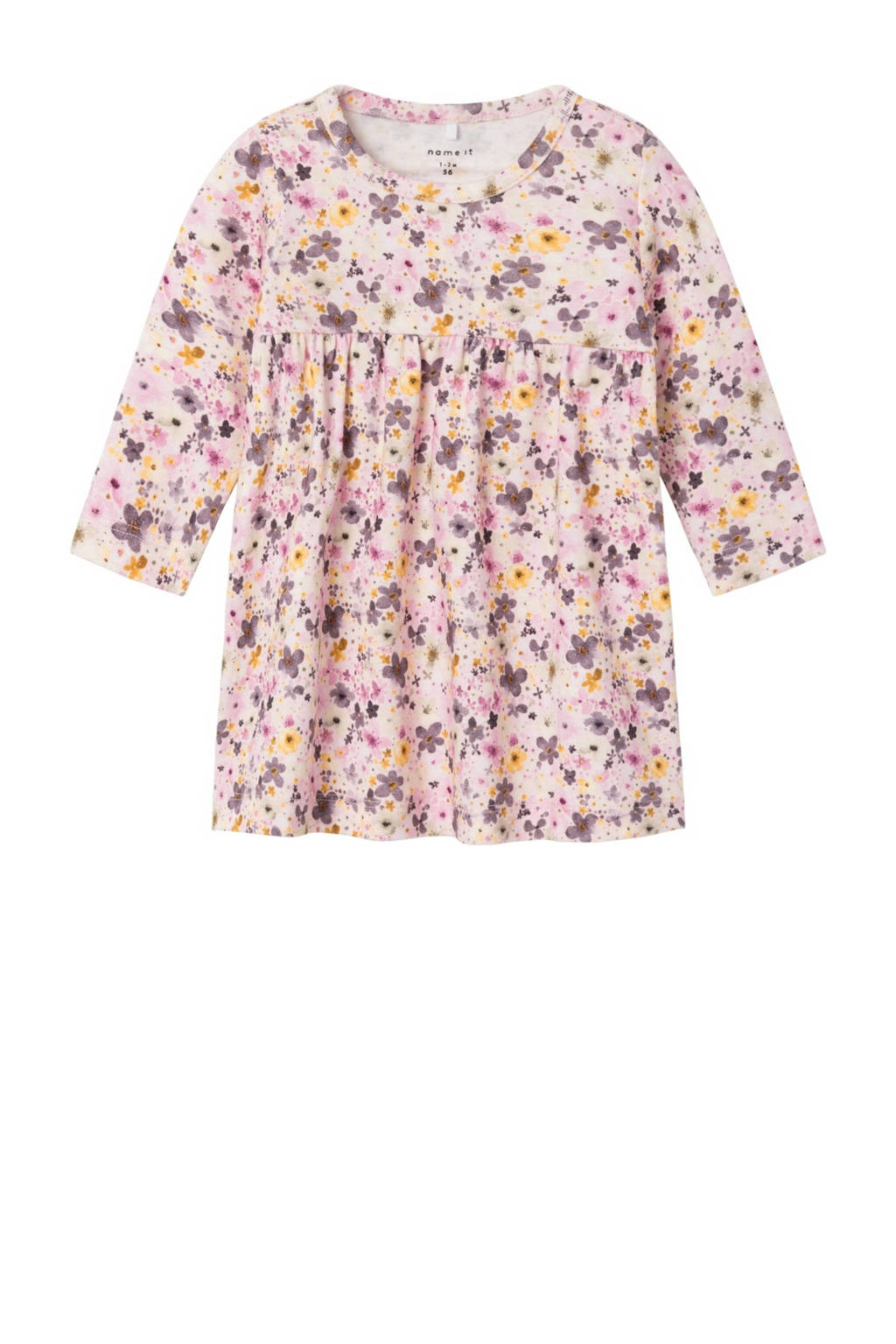 NAME IT gebloemde baby A-lijn jurk NBFLOSA roze/paars