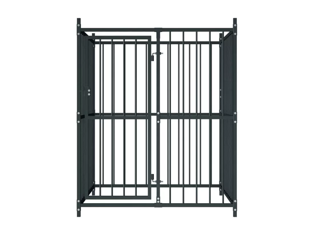 Chenil extérieur cage enclos noire 120 x 120 x 150 cm 02_0000461