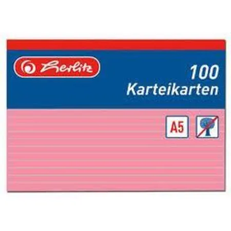 Herlitz Karteikarten, DIN A5, liniert, rot