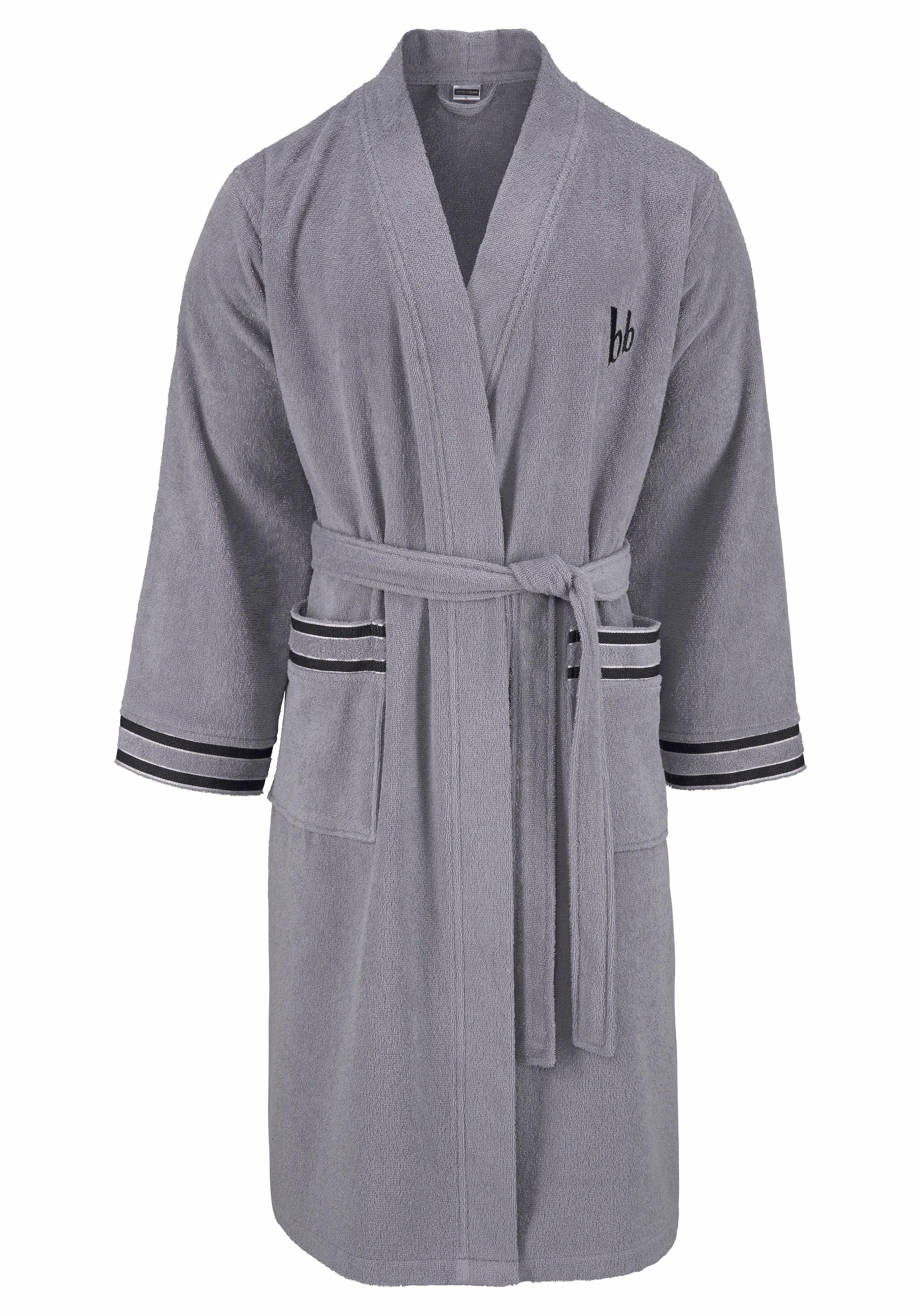 Bruno Banani Herrenbademantel »Roy, ideal für Sauna & Spa, Hotelbademantel, Morgenmantel«, 1 Stk. mit farblich abgesetzten Streifen, Bademantel, Baumwolle, S-3XL