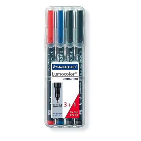 STAEDTLER® Folienschreiber Lumocolor® F Etui 3+1