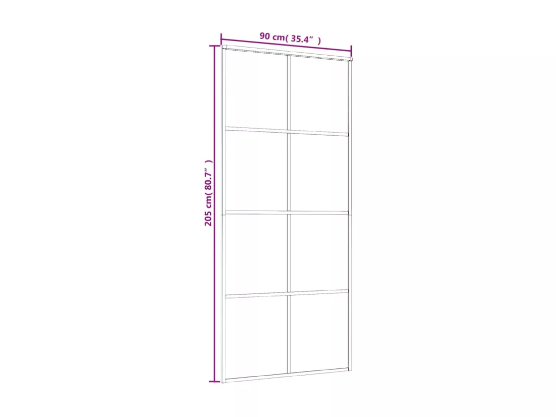 Porte coulissante Verre ESG dépoli et aluminium 90x205 cm Blanc