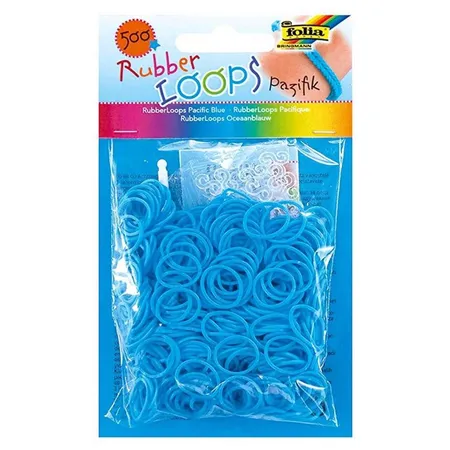 Folia Rubber Loops inklusive 25 S Clips und 1 Häkelnadel500 Stück pazifik