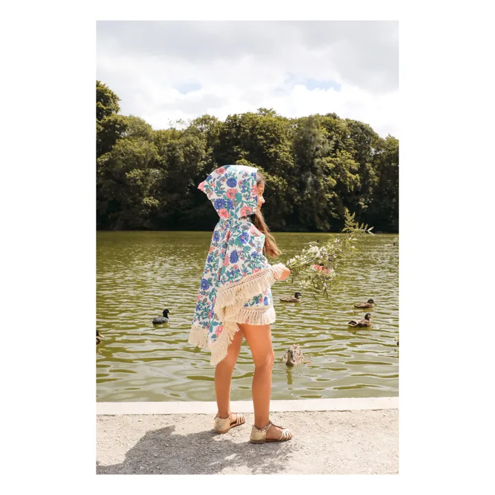 Louise Misha Poncho de bain Mael en coton bio | Bleu azur