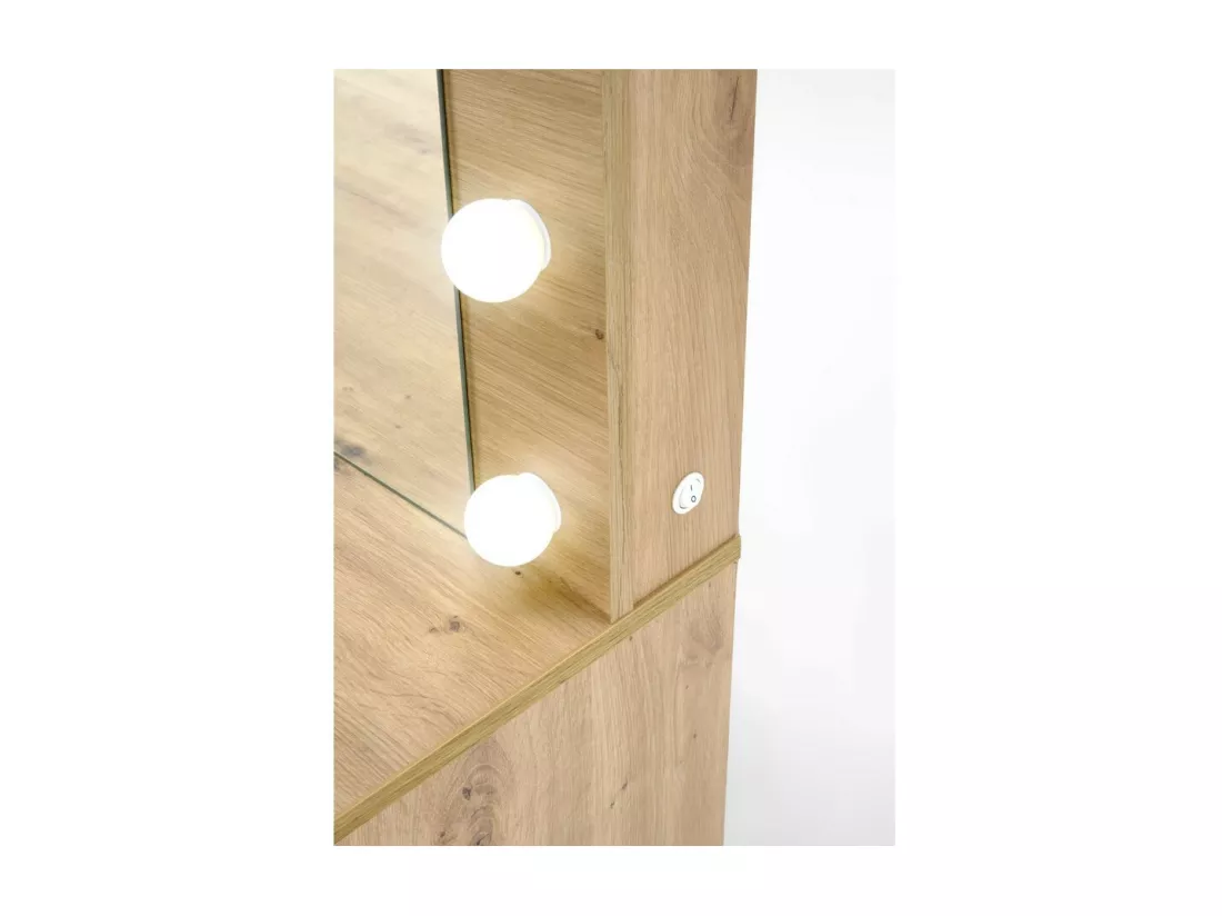 Coiffeuse design à led + miroir couleur chêne Bromo