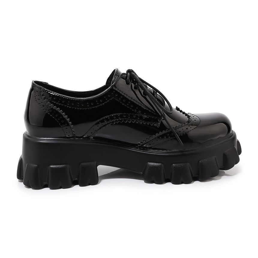 Megan - Platform Patent Veterschoenen Wingtip Brogue Schoenen